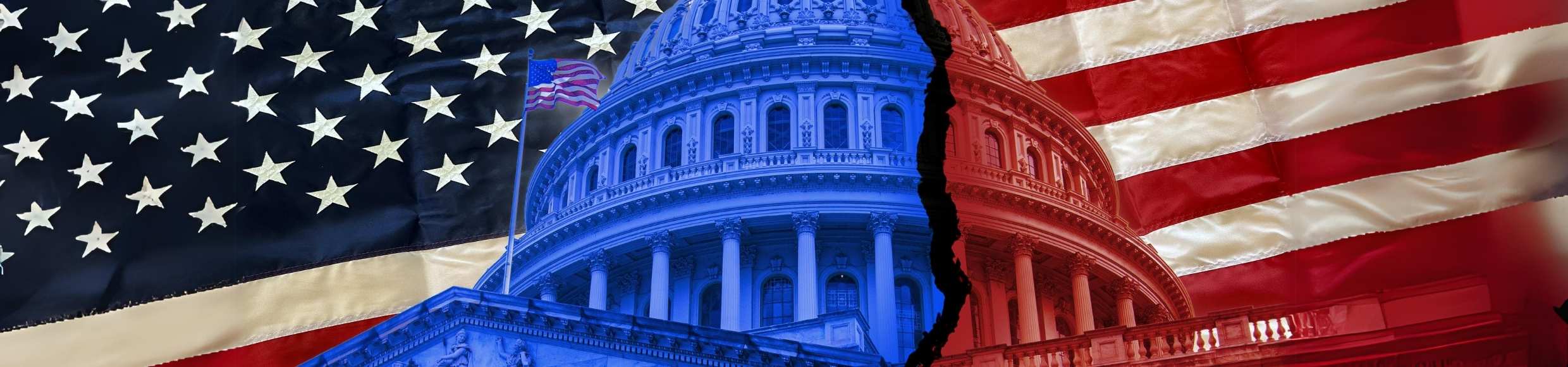 Image of capitol building red blue presidential election